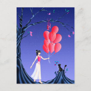 Benutzerdefinierte niedliche Ballerina und Katze N Postkarte