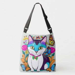 Benutzerdefinierte Niedliche Cat Illustration Digi Tragetaschen Mit Langen Trägern