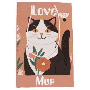 Benutzerdefinierte niedliche Katze mit Mur und Lie Mittlere Geschenktüte