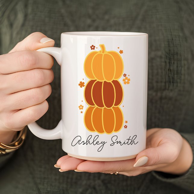 Benutzerdefinierte Niedliche Pumpkin-Tasse, Gesche Kaffeetasse (Pumpkin Fall Vibes Bag, Fall vibes mug, Autumn mug, Halloween mug, Trick or treat mug for women,)