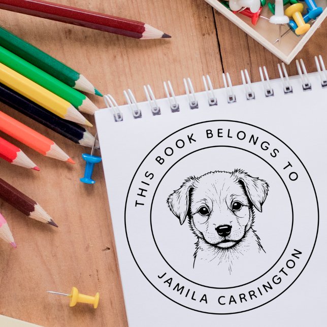 Benutzerdefinierte Niedliche Welpe Dieses Buch geh Permastempel (Von Creator hochgeladen)