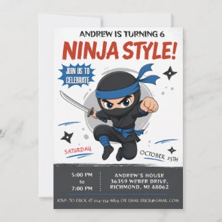 Benutzerdefinierte Ninja-Geburtstagseinladung Einladung