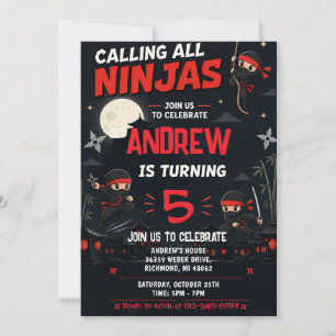 Benutzerdefinierte Ninja-Geburtstagsfeier für Kind Einladung