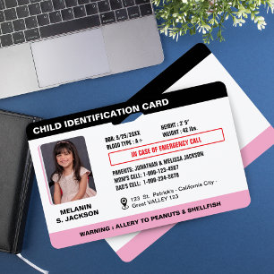 Benutzerdefinierte Notfall-Foto-ID-Karte für Kinde Ausweis