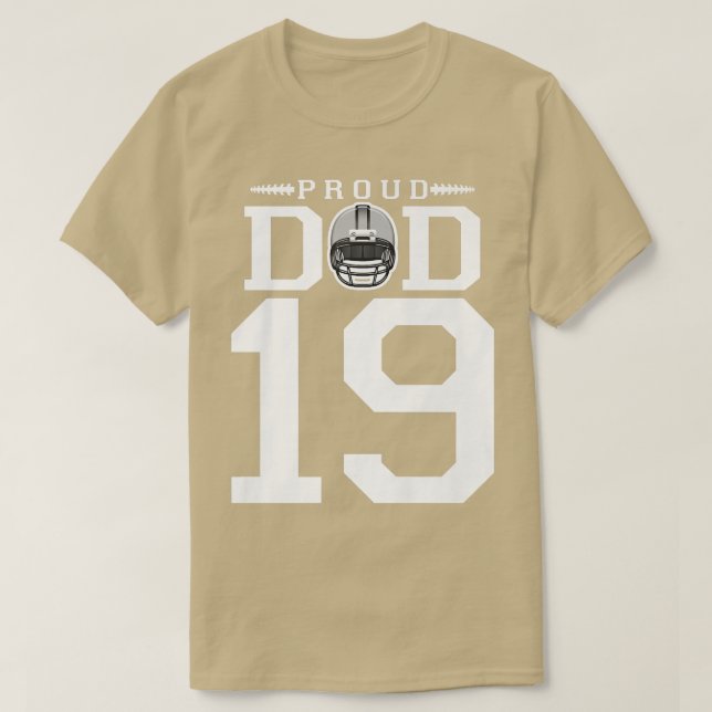 Benutzerdefinierte Nummer 19 Proud Football Vater  T-Shirt (Design vorne)