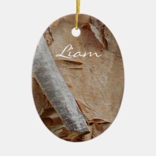Benutzerdefinierte Ojibwe-Birkenrinden-Weihnachtsd Keramik Ornament