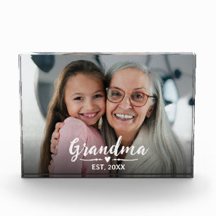 Benutzerdefinierte Oma Established White-Schrift Fotoblock