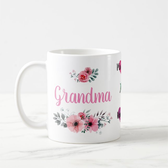 Benutzerdefinierte "Oma"-Tasse mit den Namen von G Kaffeetasse (Links)