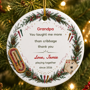 Benutzerdefinierte Opa-Cribbage-Wertschätzungs-Wei Keramik Ornament