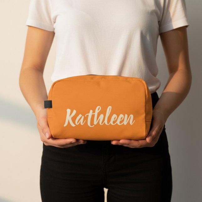 Benutzerdefinierte Orange Brautdusche Reise-Tasche Waschbeutel (Personalized Mom Travel Toiletry Bag, Custom Christmas Gift for Her, Maid of Honor Makeup Organizer)