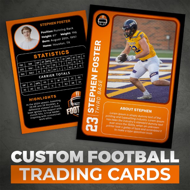 Benutzerdefinierte Orange Football Trading Card Fo Telefonnummerkarte (Von Creator hochgeladen)