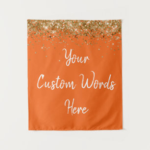 Benutzerdefinierte Orange und Gold Geburtstagsfeie Wandteppich