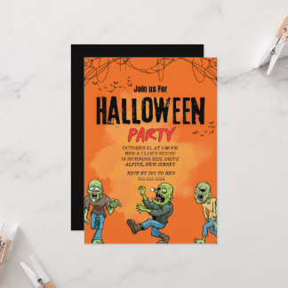Benutzerdefinierte Orange Zombie Halloween-Party-E Einladung