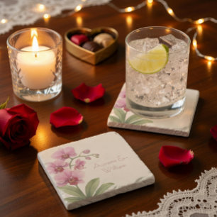 Benutzerdefinierte Orchideen-Blumen-Stein-Unterlag Steinuntersetzer