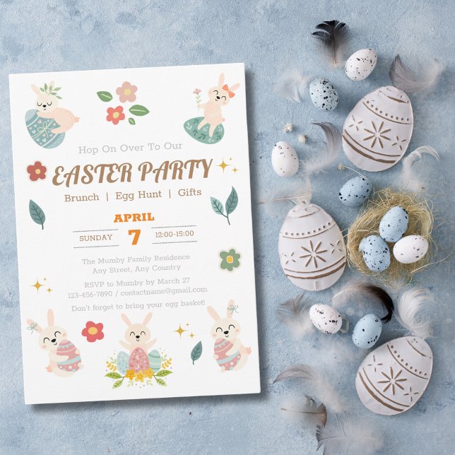 Benutzerdefinierte Ostereinladungen für unvergessl Einladung (Party Time for Easter, with customizable invitation card)