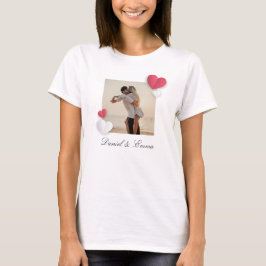 Benutzerdefinierte Paare Foto Name Text Personalis T-Shirt