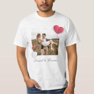 Benutzerdefinierte Paare Foto Name Text Personalis T-Shirt