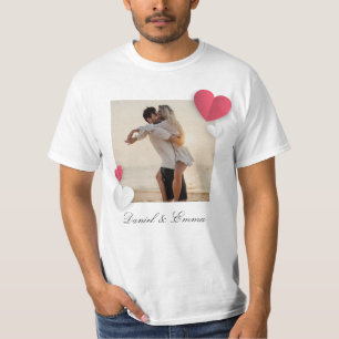 Benutzerdefinierte Paare Foto Name Text Personalis T-Shirt