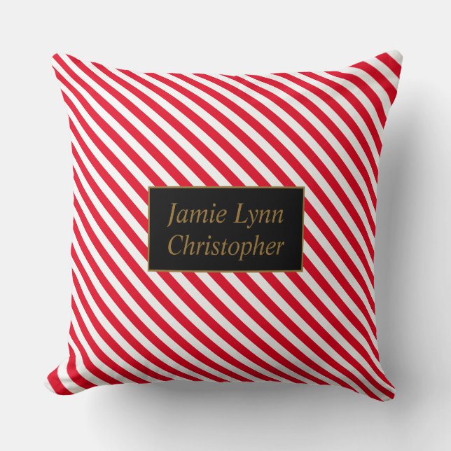 Benutzerdefinierte Paare: Rote/weiße Streifen Kissen (Vorderseite)