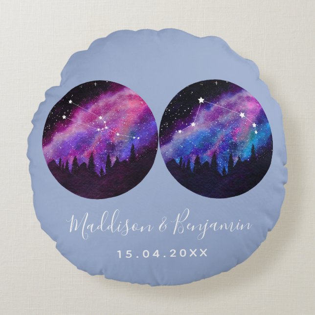 Benutzerdefinierte Paare Zodiac gibt jedes Horosko Rundes Kissen (Vorderseite)