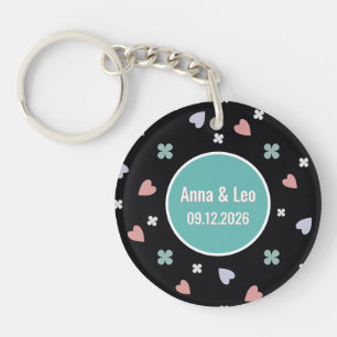 Benutzerdefinierte Paarnamen Glückliches Herzdatum Schlüsselanhänger