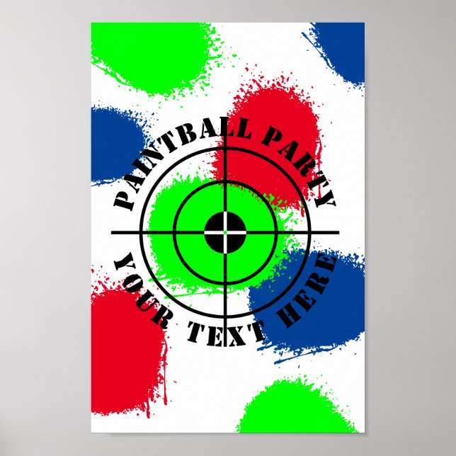 Benutzerdefinierte Paintball-Geburtstagsfeier Farb Poster (Vorne)