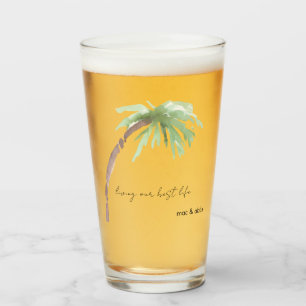 Benutzerdefinierte Palme Lebe mein bestes Leben Glas
