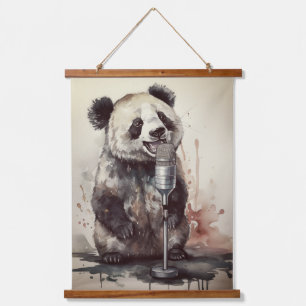 Benutzerdefinierte Panda Music Factory Singende Ta Wandteppich Mit Holzrahmen