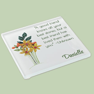 Benutzerdefinierte Papier-Quilling-Blumen, Freunds Glasuntersetzer