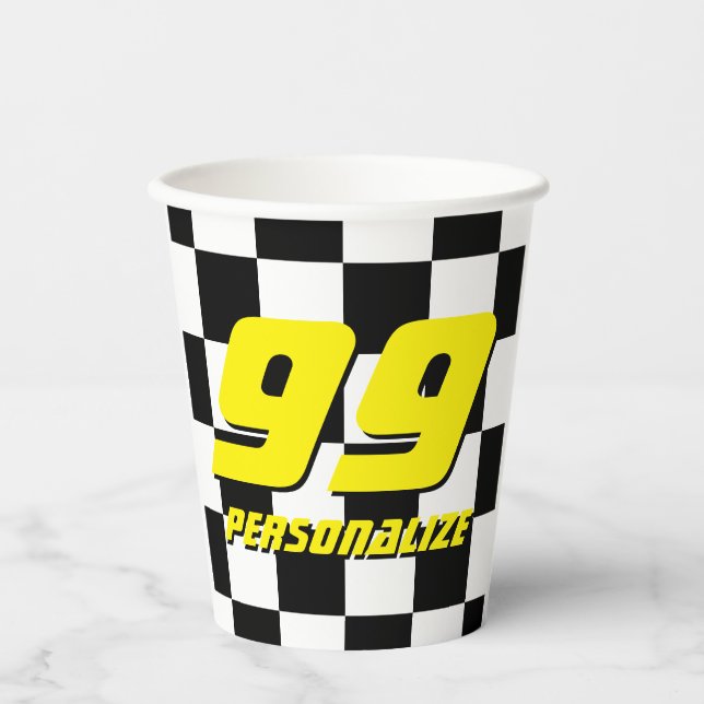 Benutzerdefinierte Papiertassen mit Racing-Flag fü Pappbecher (Vorderseite)
