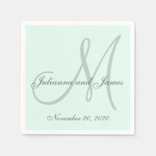 Benutzerdefinierte Pastell-Mintfarbene Monogramm-P Serviette