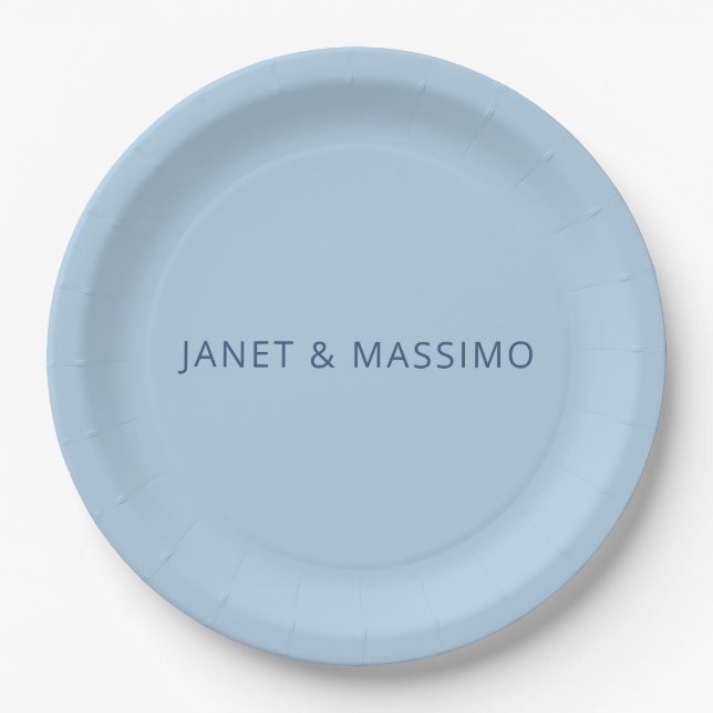 Benutzerdefinierte pastellblaue personalisierte mi pappteller (Vorderseite)