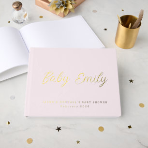 Benutzerdefinierte Pastellrosa Babyparty  Gästebuch
