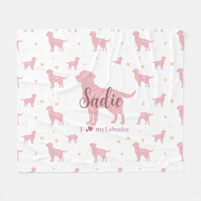 Benutzerdefinierte Pastellrosa Labrador Retriever  Fleecedecke (Vorderseite (Horizontal))