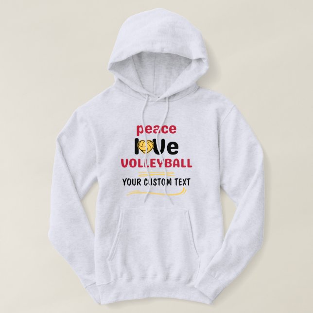 benutzerdefinierte Peace Liebe Volleyball-Spieler  Hoodie (Design vorne)