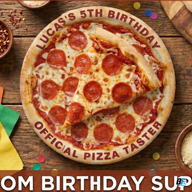 Benutzerdefinierte Pepperoni-Pizza 5. Geburtstag-P Pappteller (Von Creator hochgeladen)