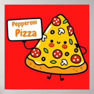 Benutzerdefinierte Pepperoni-Pizza farbenfroher sü Poster