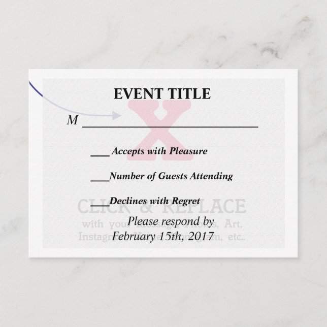 Benutzerdefinierte Personalisierte Blindvorlage RSVP Karte (Vorderseite)