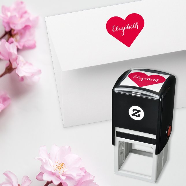 Benutzerdefinierte Personalisierte Elegante Script Permastempel (Custom Personalized Elegant Script Name Heart Love Self-inking Stamp)