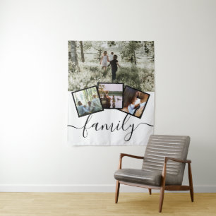 Benutzerdefinierte Personalisierte Familie 4 FotoC Wandteppich