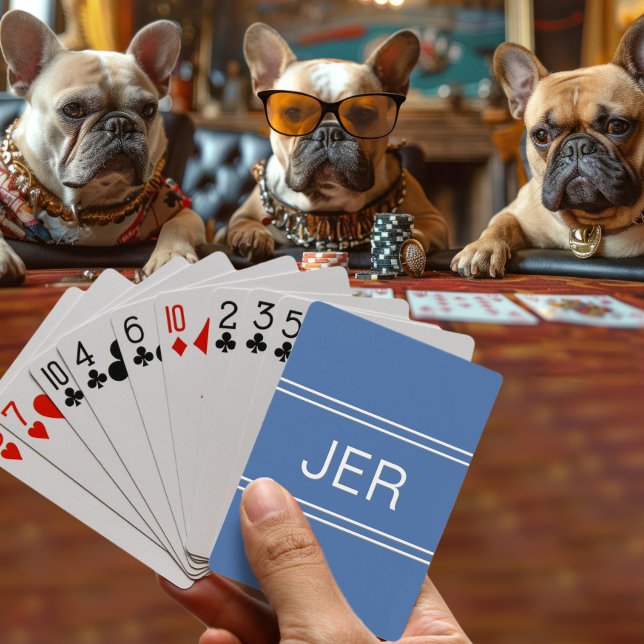 Benutzerdefinierte Personalisierte Monogramm-Initi Spielkarten (Custom Personalized Monogram Initials Blue Poker Cards)