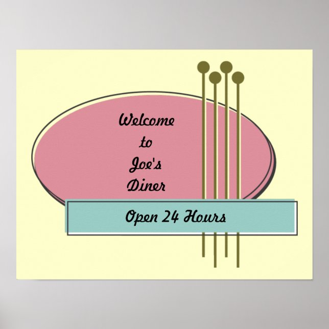 Benutzerdefinierte Personalisierte Retro-50er-Stil Poster (Vorne)