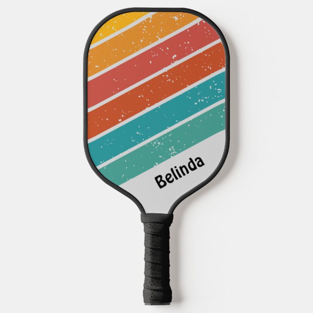 Benutzerdefinierte Personalisierte Vintage Streife Pickleball Schläger (Vorderseite)