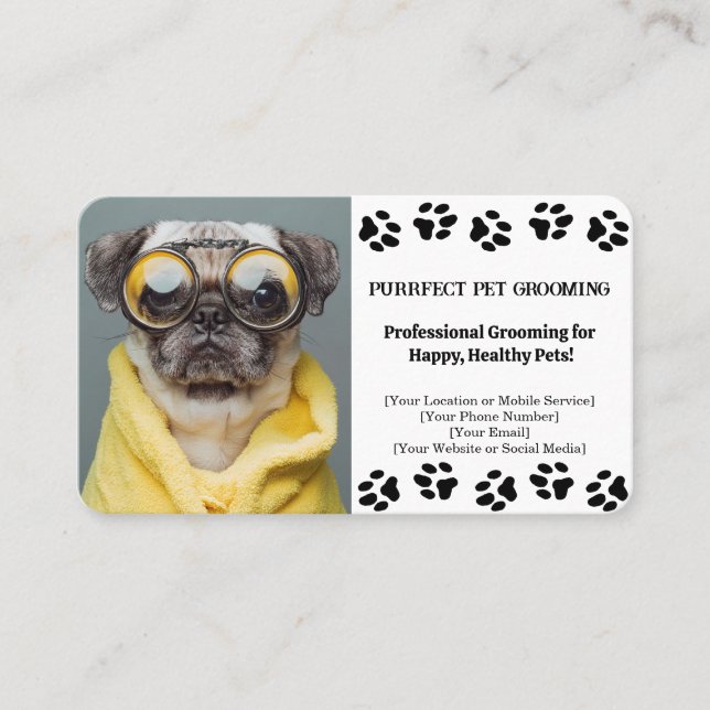 Benutzerdefinierte Pet Groomer Business Card mit F Visitenkarte (Vorderseite)