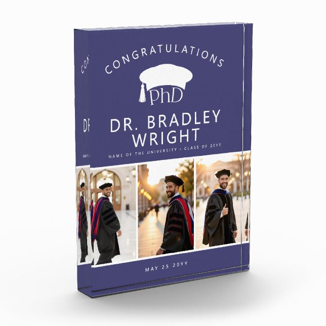 Benutzerdefinierte PhD Doktoranden Abschlussmütze  Fotoblock (Links)