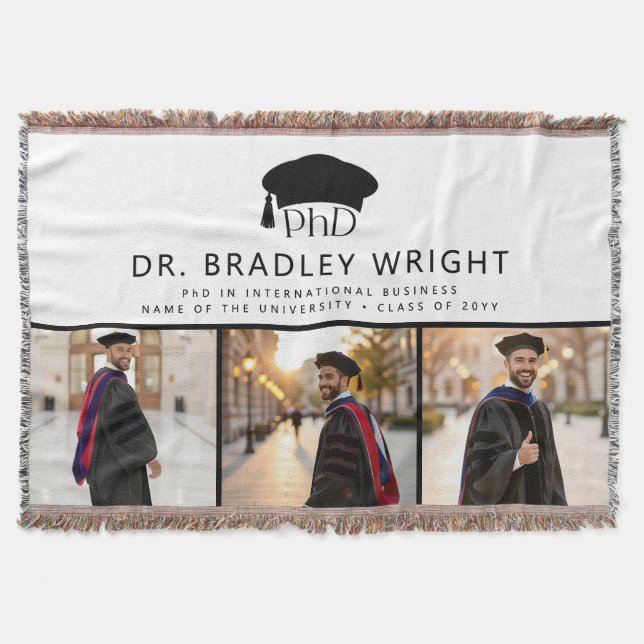 Benutzerdefinierte PhD Doktoranden Grad Hut Doktor Decke (Vorderseite)