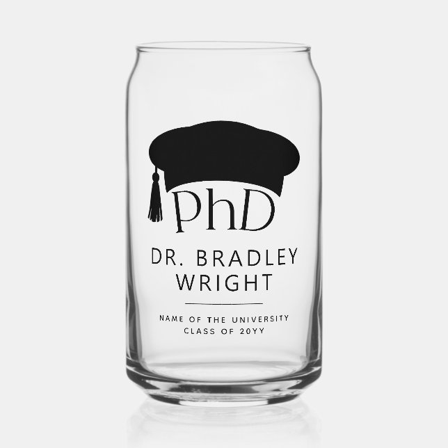 Benutzerdefinierte PhD-Doktorhut Doktorgrad-Abschl Dosenglas (Vorderseite)
