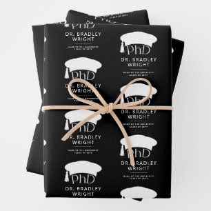 Benutzerdefinierte PhD-Doktorhut Doktorgrad-Abschl Geschenkpapier Set