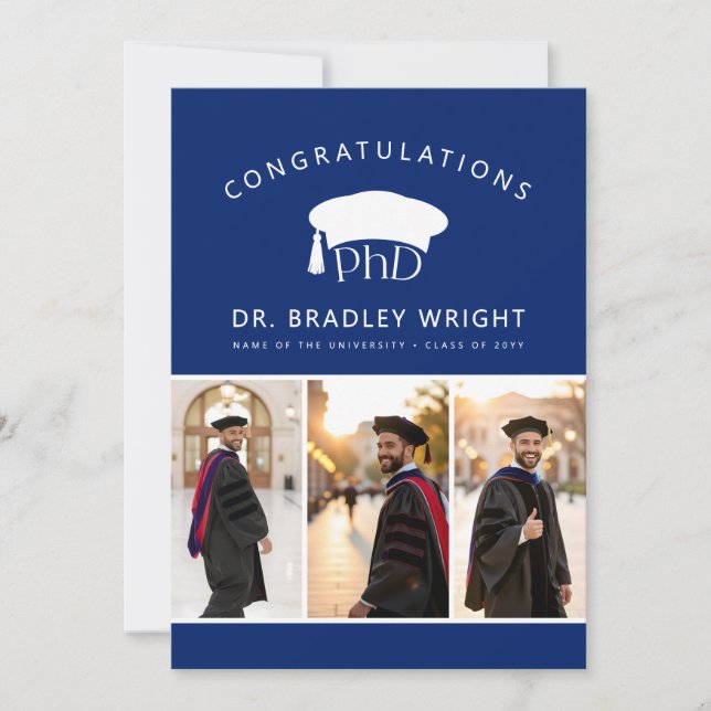 Benutzerdefinierte PhD-Doktorhut Doktorgrad Abschl Karte (Vorderseite)