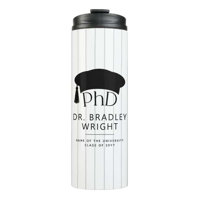 Benutzerdefinierte PhD-Doktorhut Doktorgrad Abschl Thermosbecher (Vorderseite)
